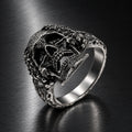Grave Skull Ring — silver-tone product in a dark chrome studio setting