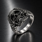 Grave Skull Ring — silver-tone product in a dark chrome studio setting