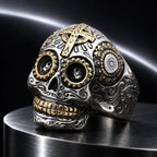 Cathedral Cross Ring — silver with gold-colour accents