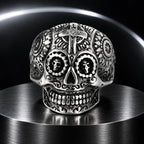 Cathedral Cross Ring — product in a dark chrome studio setting