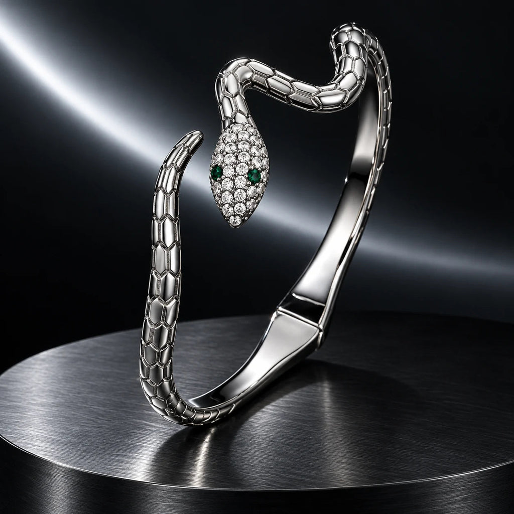 Serpent Cuff — silver-colour finish