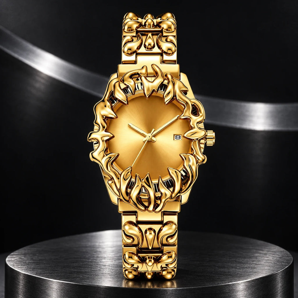 Thorn Watch — Gold in a dark chrome studio setting