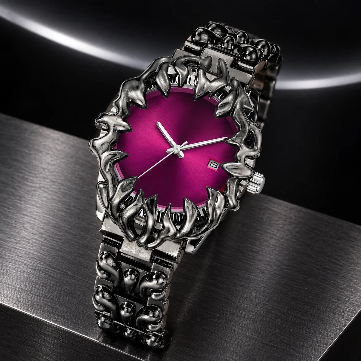 Thorn Watch — Purple in a dark chrome studio setting
