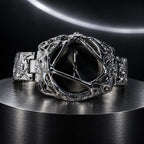 Spiderweb Watch — Silver Black in a dark chrome studio setting