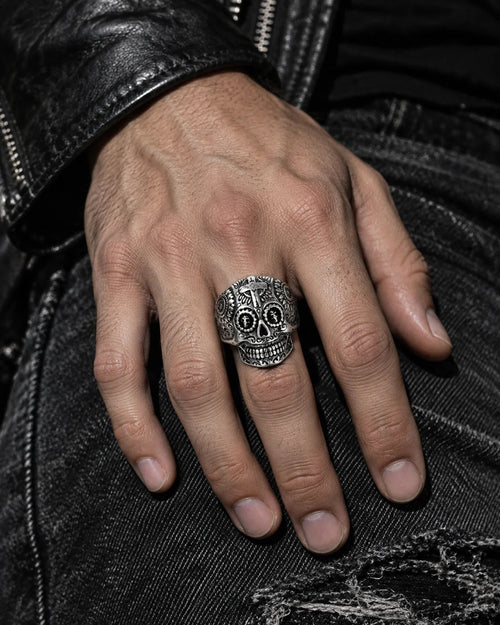 Cathedral Cross Ring — Worn editorial — Silver colour