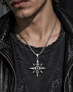 Vesper Cross Necklace — Worn editorial — Silver tone